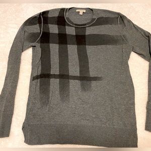 Burberry Brit men’s classic check sweater in gray. Size medium